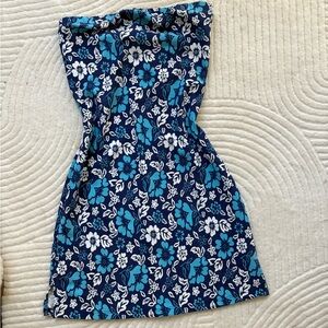Y2k Hawaiian Floral Blue and White Dress